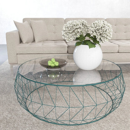 Malibu Modern Round Glass Top Coffee Table With Chrome Base - Elax Furniture