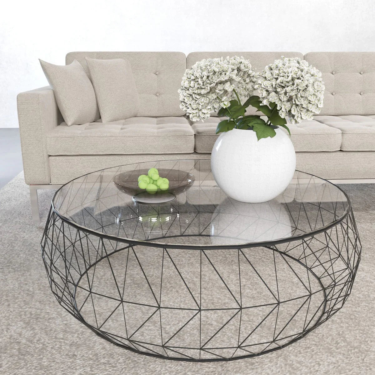 Malibu Modern Round Glass Top Coffee Table With Chrome Base - Elax Furniture