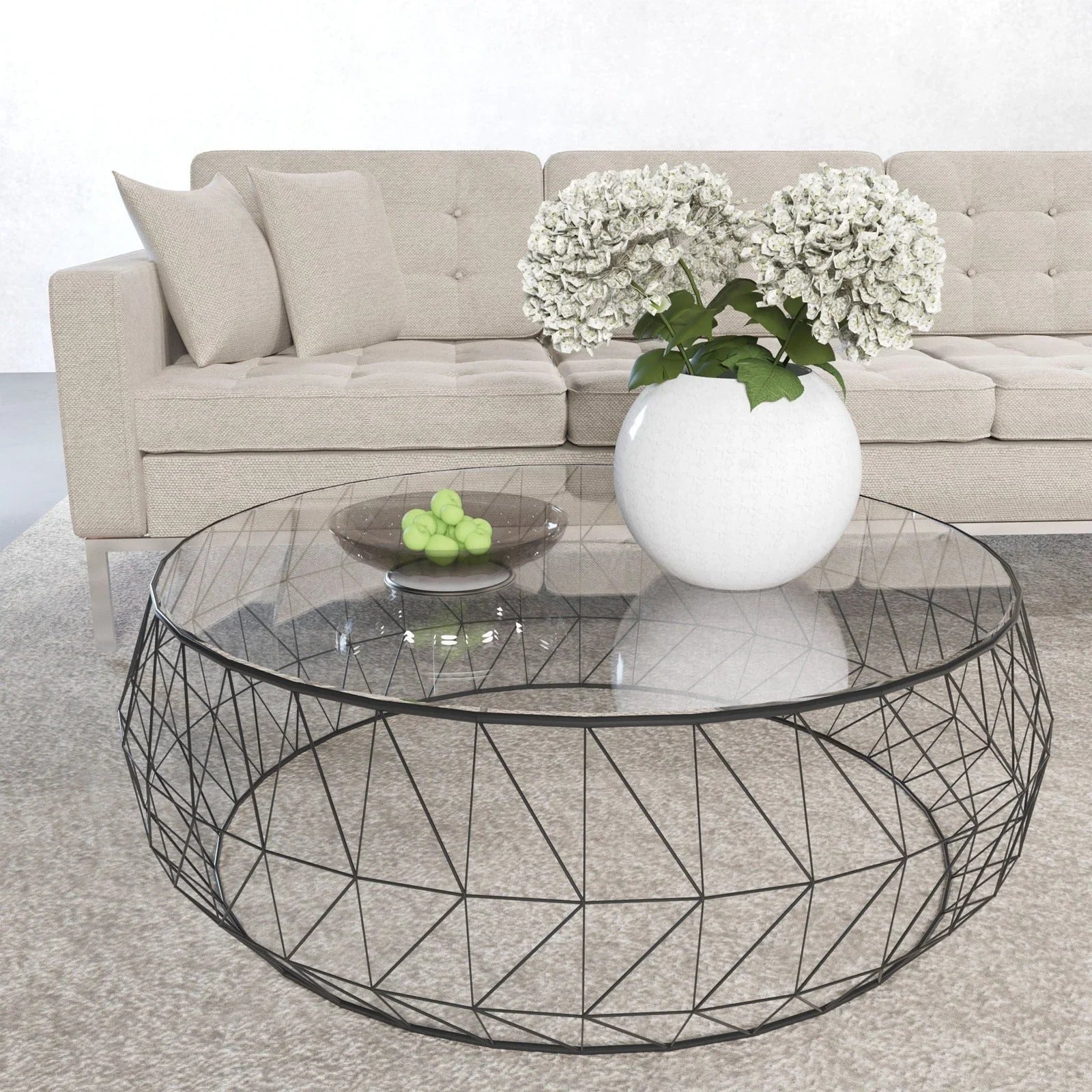Malibu Modern Round Glass Top Coffee Table With Chrome Base - Elax Furniture