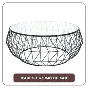 Malibu Modern Round Glass Top Coffee Table With Chrome Base - Elax Furniture