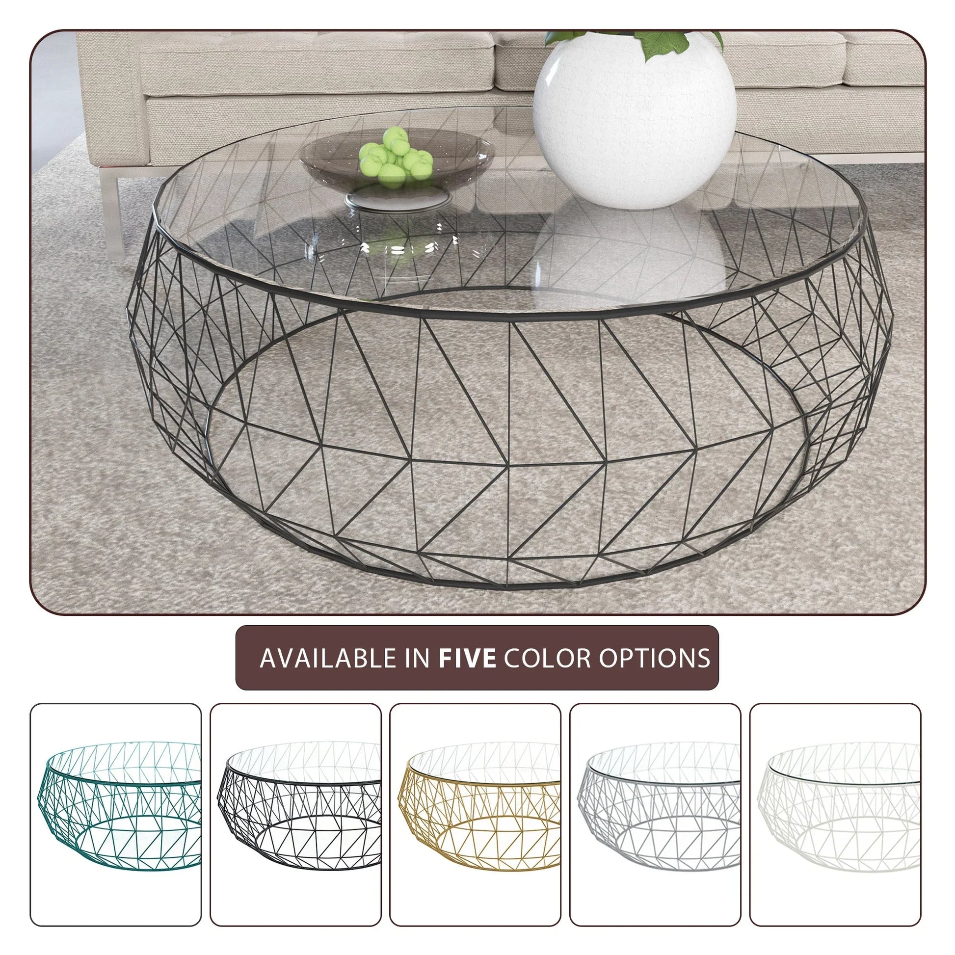 Malibu Modern Round Glass Top Coffee Table With Chrome Base - Elax Furniture