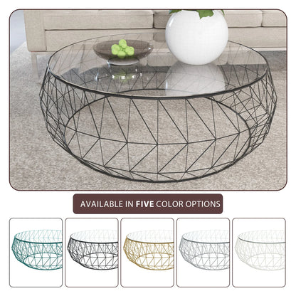 Malibu Modern Round Glass Top Coffee Table With Chrome Base - Elax Furniture