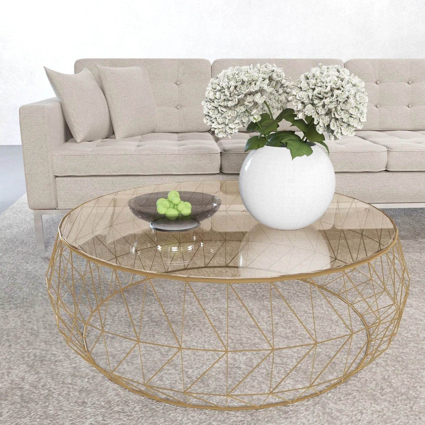 Malibu Modern Round Glass Top Coffee Table With Chrome Base - Elax Furniture