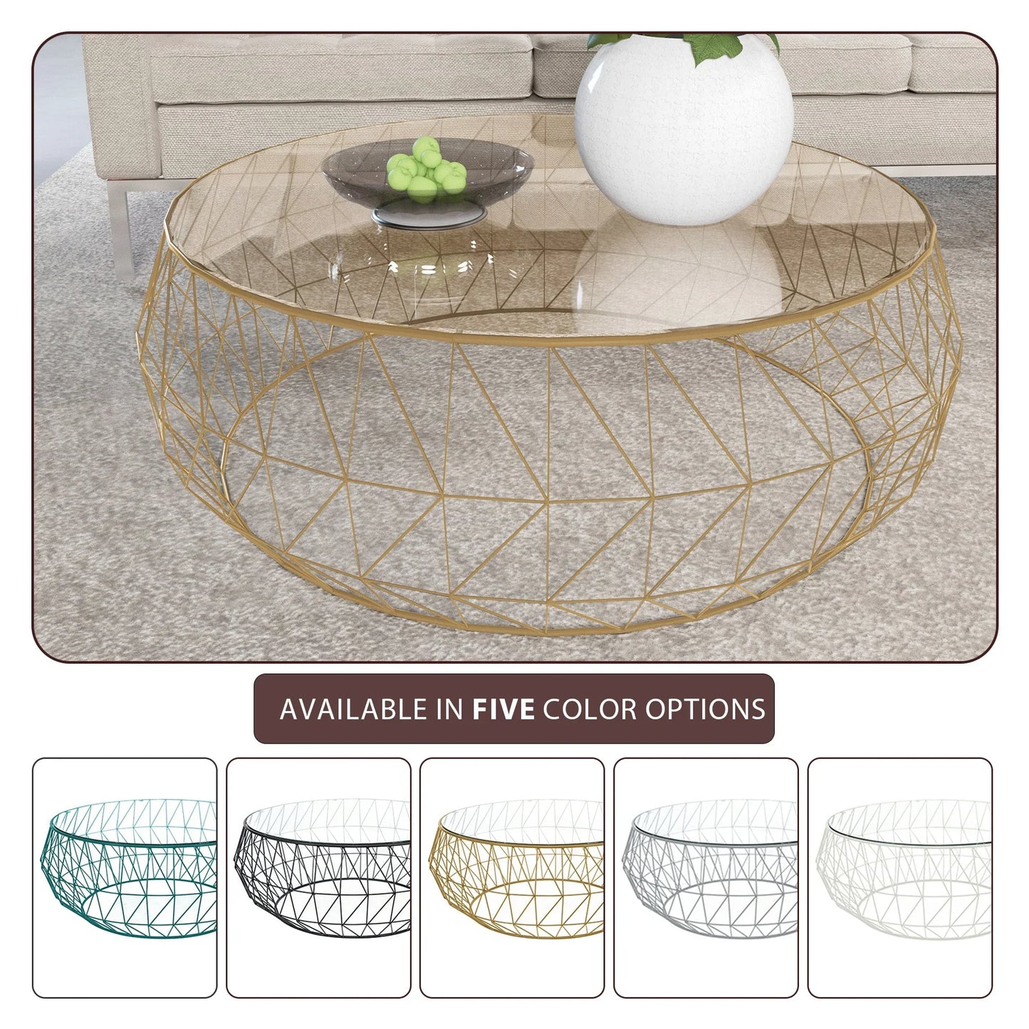 Malibu Modern Round Glass Top Coffee Table With Chrome Base - Elax Furniture