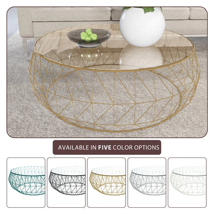 Malibu Modern Round Glass Top Coffee Table With Chrome Base - Elax Furniture