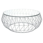 Malibu Modern Round Glass Top Coffee Table With Chrome Base - Elax Furniture