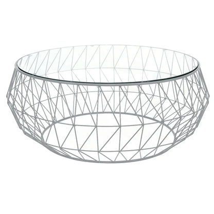 Malibu Modern Round Glass Top Coffee Table With Chrome Base - Elax Furniture