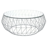 Malibu Modern Round Glass Top Coffee Table With Chrome Base - Elax Furniture