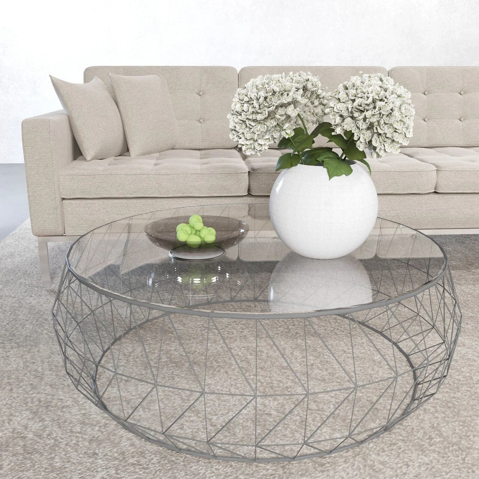 Malibu Modern Round Glass Top Coffee Table With Chrome Base - Elax Furniture