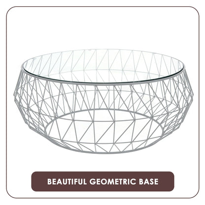 Malibu Modern Round Glass Top Coffee Table With Chrome Base - Elax Furniture