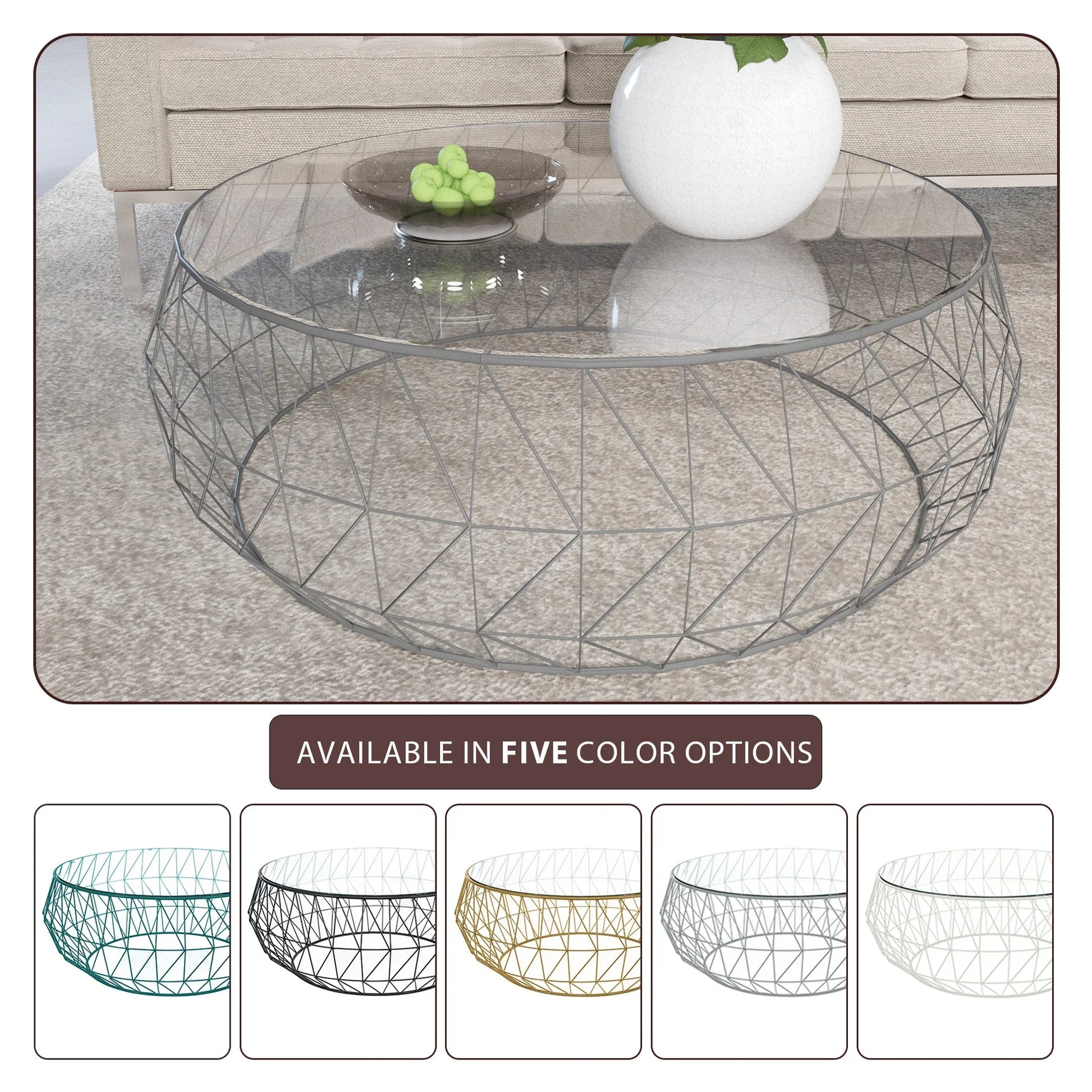 Malibu Modern Round Glass Top Coffee Table With Chrome Base - Elax Furniture