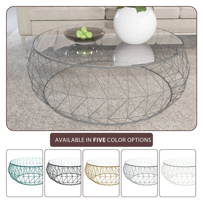 Malibu Modern Round Glass Top Coffee Table With Chrome Base - Elax Furniture