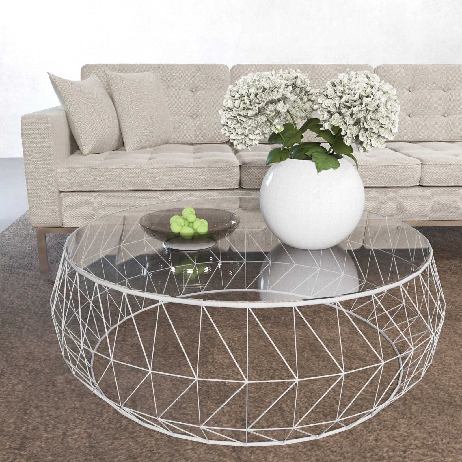 Malibu Modern Round Glass Top Coffee Table With Chrome Base - Elax Furniture
