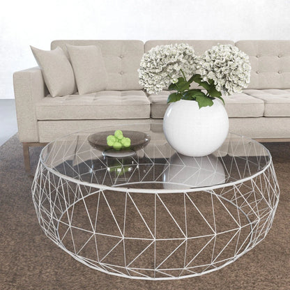 Malibu Modern Round Glass Top Coffee Table With Chrome Base - Elax Furniture