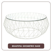 Malibu Modern Round Glass Top Coffee Table With Chrome Base - Elax Furniture
