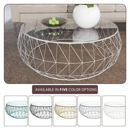 Malibu Modern Round Glass Top Coffee Table With Chrome Base - Elax Furniture