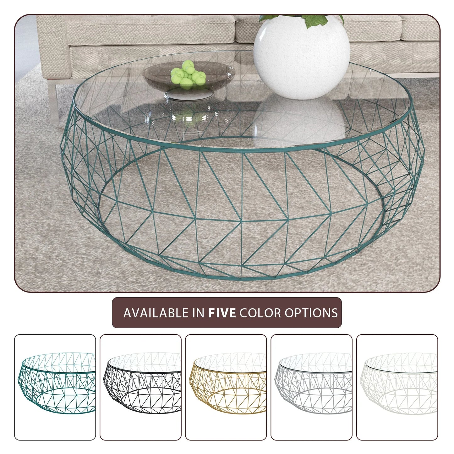 Malibu Modern Round Glass Top Coffee Table With Chrome Base - Elax Furniture