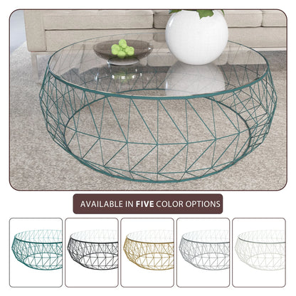 Malibu Modern Round Glass Top Coffee Table With Chrome Base - Elax Furniture