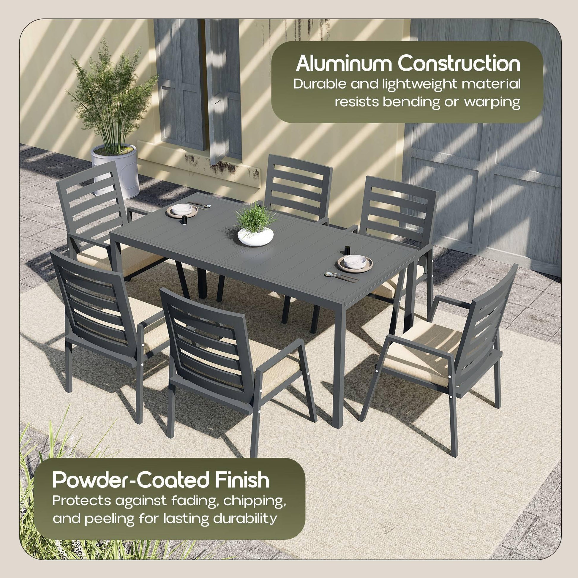 Marlin Extenable Outdoor Dining Table 78-118 in Black Aluminum - Elax Furniture