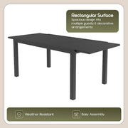 Marlin Extenable Outdoor Dining Table 78-118 in Black Aluminum - Elax Furniture