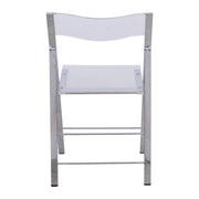 Menno Folding Dining Chair in Gold/Silver/Black Stainless Steel Frame and Base Silver Clear Dining Chair Leisuremod