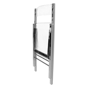 Menno Folding Dining Chair in Gold/Silver/Black Stainless Steel Frame and Base Silver Clear Dining Chair Leisuremod