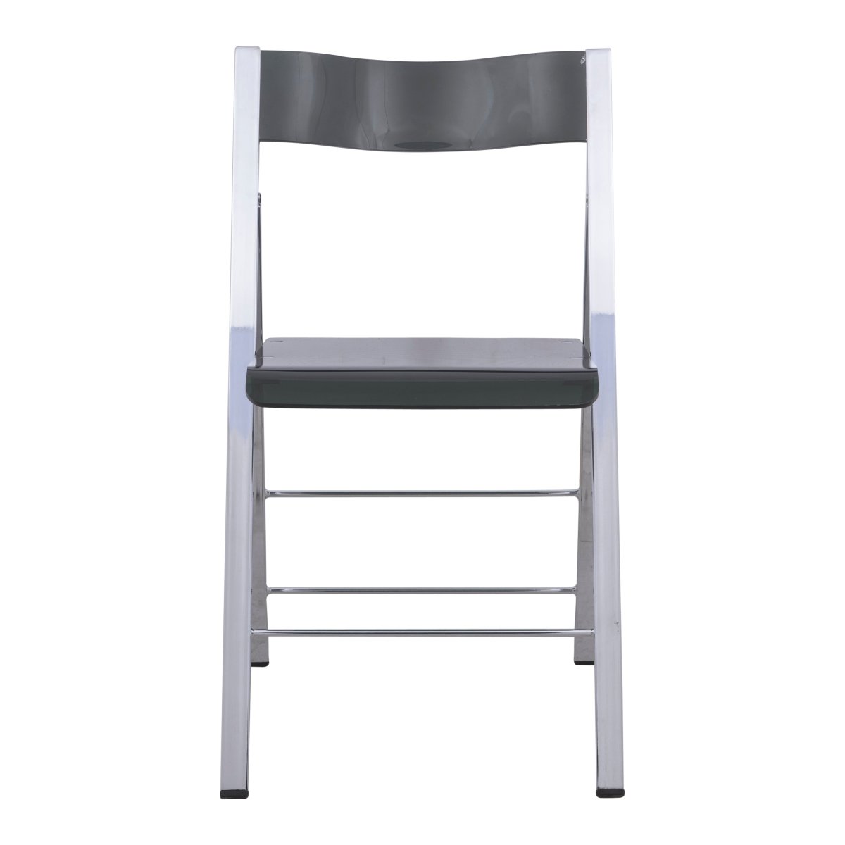 Menno Folding Dining Chair in Gold/Silver/Black Stainless Steel Frame and Base Silver Transparent Black Dining Chair Leisuremod