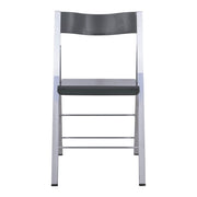 Menno Folding Dining Chair in Gold/Silver/Black Stainless Steel Frame and Base Silver Transparent Black Dining Chair Leisuremod