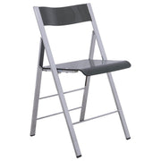 Menno Folding Dining Chair in Gold/Silver/Black Stainless Steel Frame and Base Silver Transparent Black Dining Chair Leisuremod