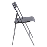 Menno Folding Dining Chair in Gold/Silver/Black Stainless Steel Frame and Base Silver Transparent Black Dining Chair Leisuremod