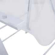 Menno Folding Dining Chair in Gold/Silver/Black Stainless Steel Frame and Base Silver Clear Dining Chair Leisuremod