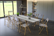 Menno Folding Dining Chair in Gold/Silver/Black Stainless Steel Frame and Base Brushed Gold Clear Dining Chair Leisuremod