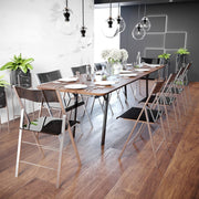 Menno Folding Dining Chair in Gold/Silver/Black Stainless Steel Frame and Base Silver Transparent Black Dining Chair Leisuremod