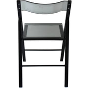 Menno Folding Dining Chair in Gold/Silver/Black Stainless Steel Frame and Base Black Transparent Black Dining Chair Leisuremod