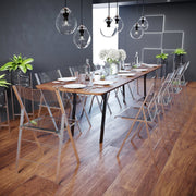 Menno Folding Dining Chair in Gold/Silver/Black Stainless Steel Frame and Base Silver Clear Dining Chair Leisuremod