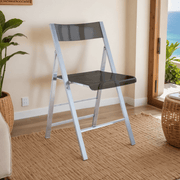 Menno Folding Dining Chair in Gold/Silver/Black Stainless Steel Frame and Base Silver Transparent Black Dining Chair Leisuremod