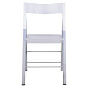 Menno Folding Dining Chair in Gold/Silver/Black Stainless Steel Frame and Base Silver Clear Dining Chair Leisuremod