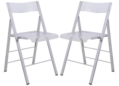 Menno Modern Acrylic Folding Chair Set of 2 - Elax Furniture