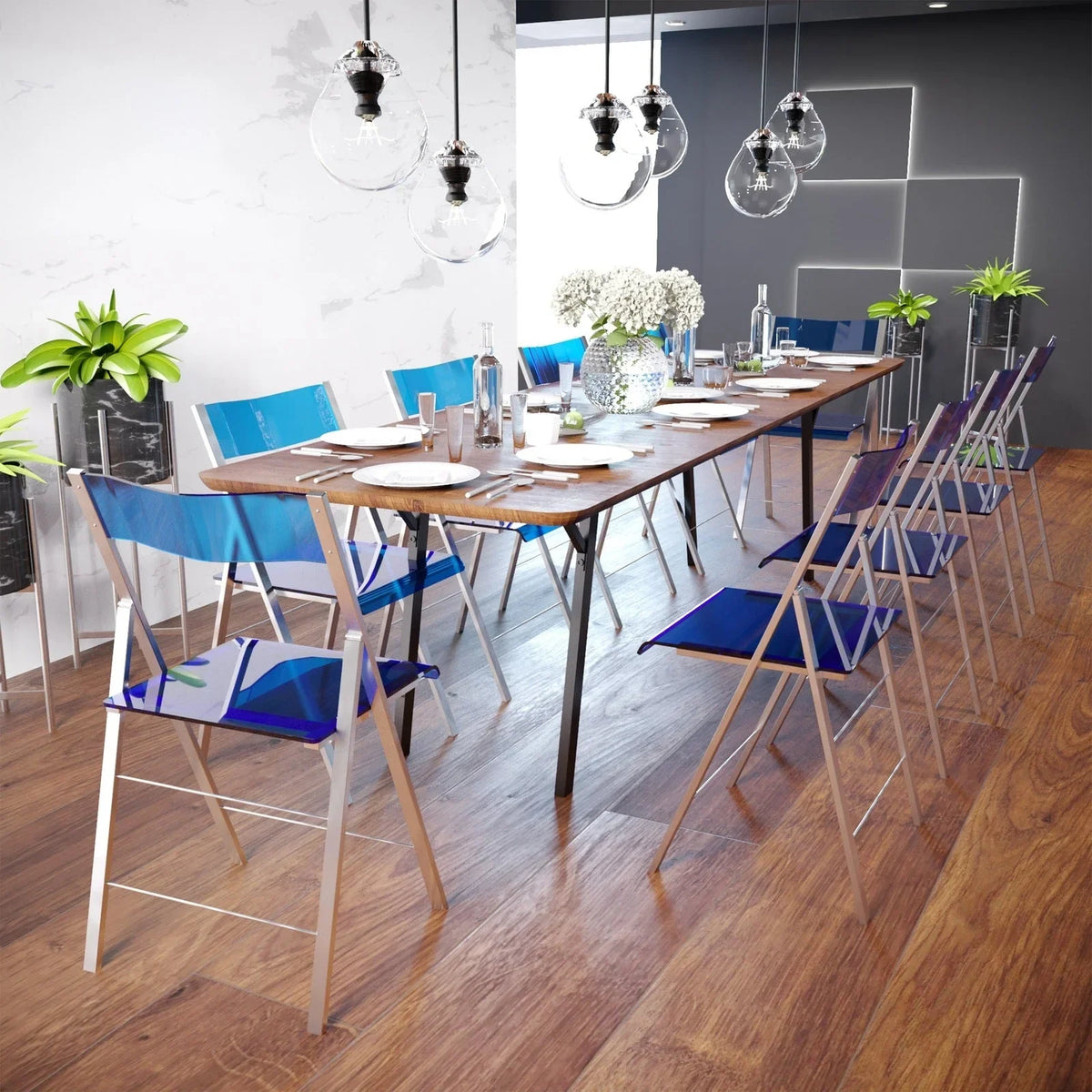 Menno Modern Acrylic Folding Chair - Elax Furniture