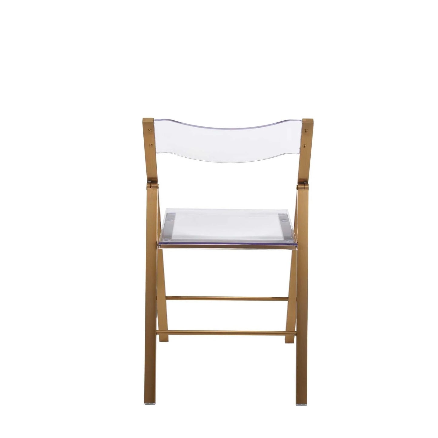 Menno Modern Acrylic Folding Chair in Brushed Gold Finish with Stainless Steel Frame Set of 2 - Elax Furniture