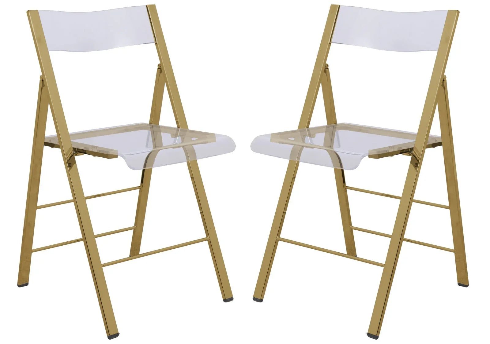 Menno Modern Acrylic Gold Base Folding Chair - Elax Furniture