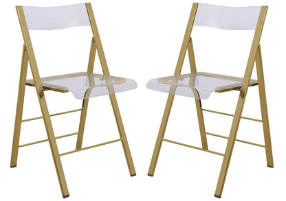 Menno Modern Acrylic Gold Base Folding Chair - Elax Furniture