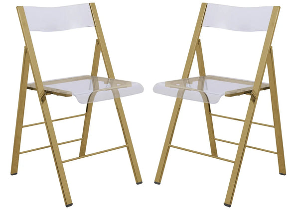 Menno Modern Acrylic Gold Base Folding Chair - Elax Furniture