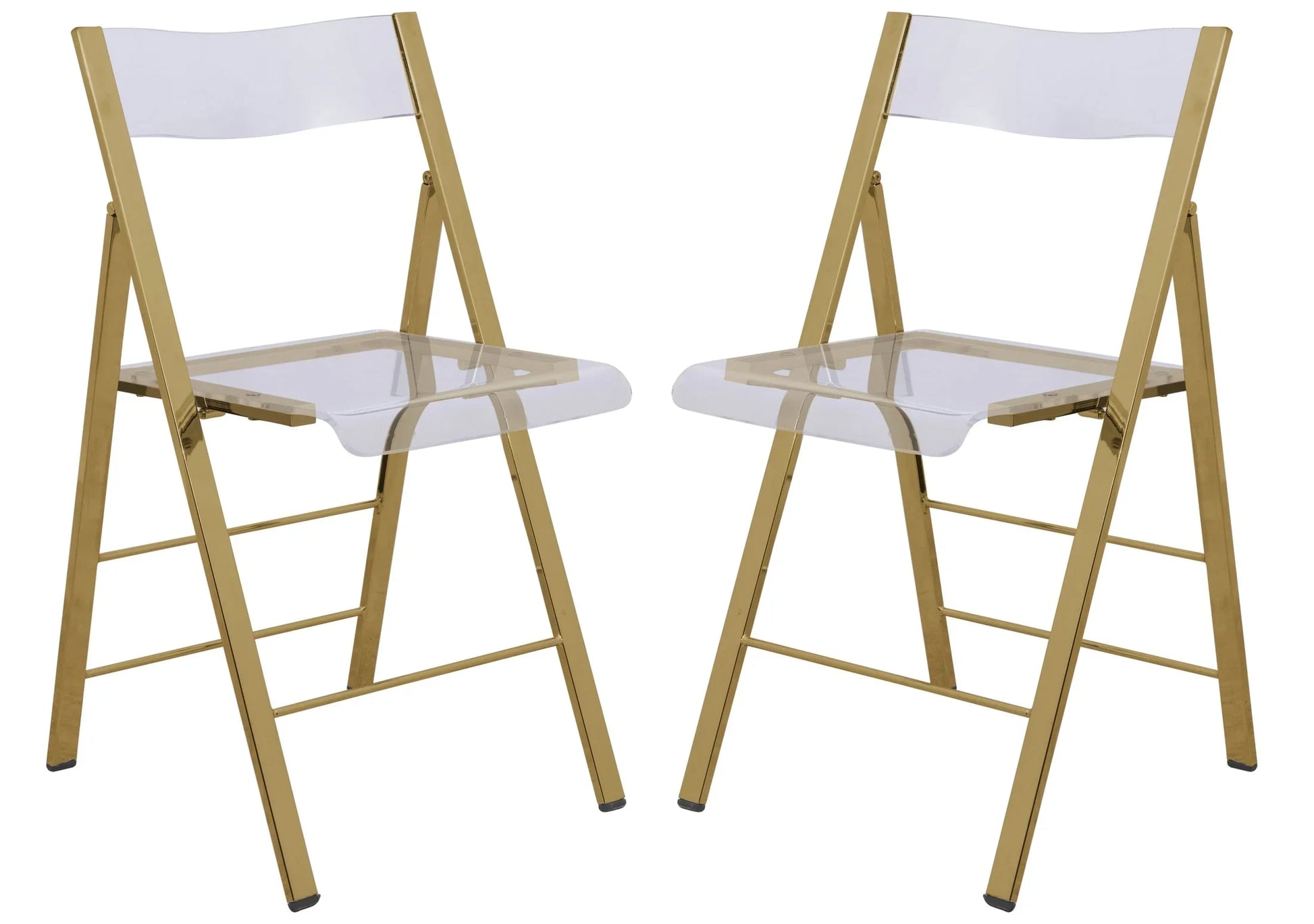 Menno Modern Acrylic Gold Base Folding Chair - Elax Furniture