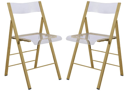 Menno Modern Acrylic Gold Base Folding Chair - Elax Furniture