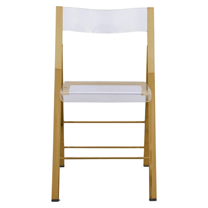 Menno Modern Acrylic Gold Base Folding Chair, Set of 4 - Elax Furniture