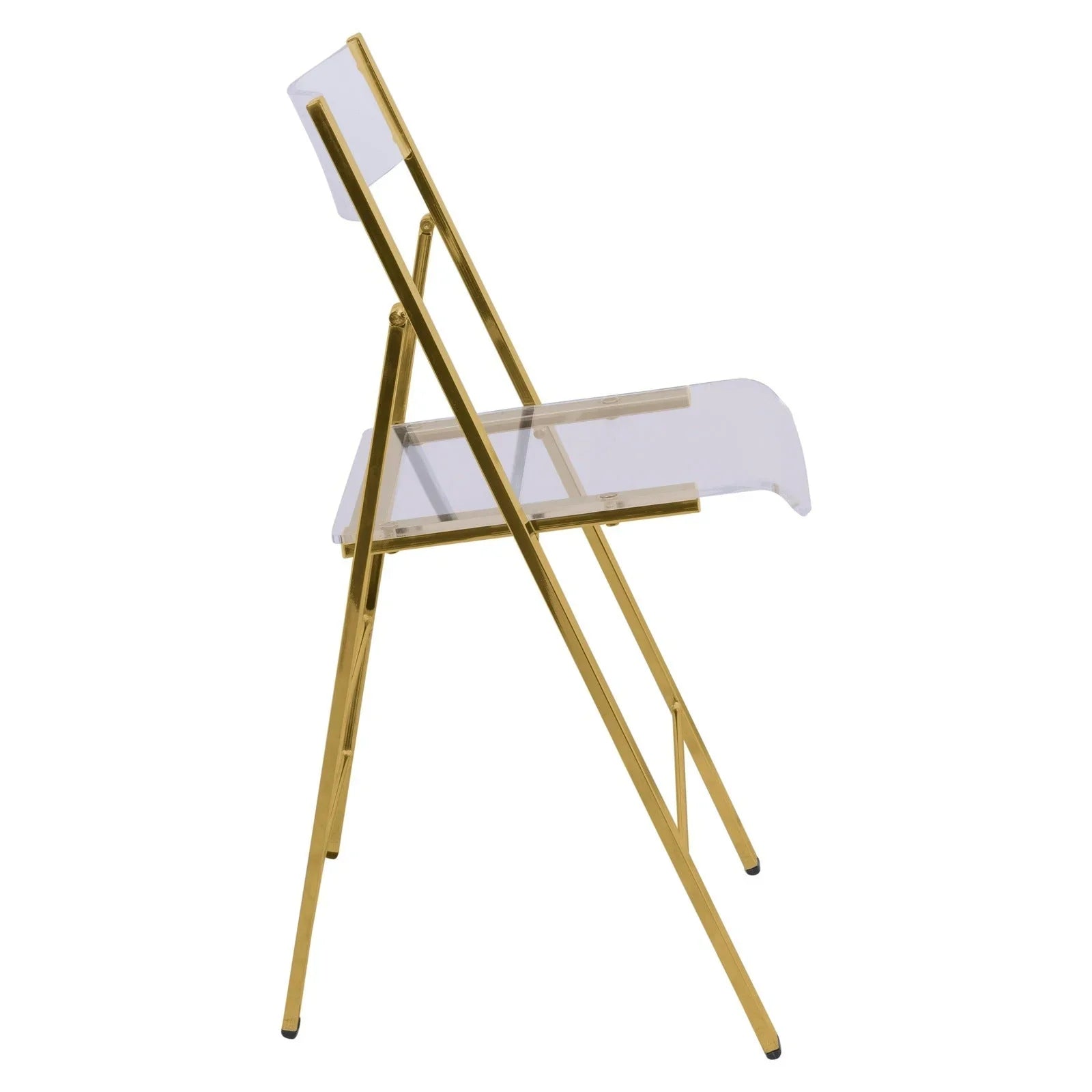Menno Modern Acrylic Gold Base Folding Chair, Set of 4 - Elax Furniture