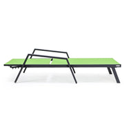 Marlin Patio Chaise Lounge Chair with Armrests in Black Aluminum Frame, Set of 2 - Elax Furniture