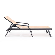 Marlin Patio Chaise Lounge Chair with Armrests in Black Aluminum Frame, Set of 2 - Elax Furniture
