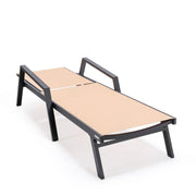Marlin Patio Chaise Lounge Chair with Armrests in Black Aluminum Frame, Set of 2 - Elax Furniture